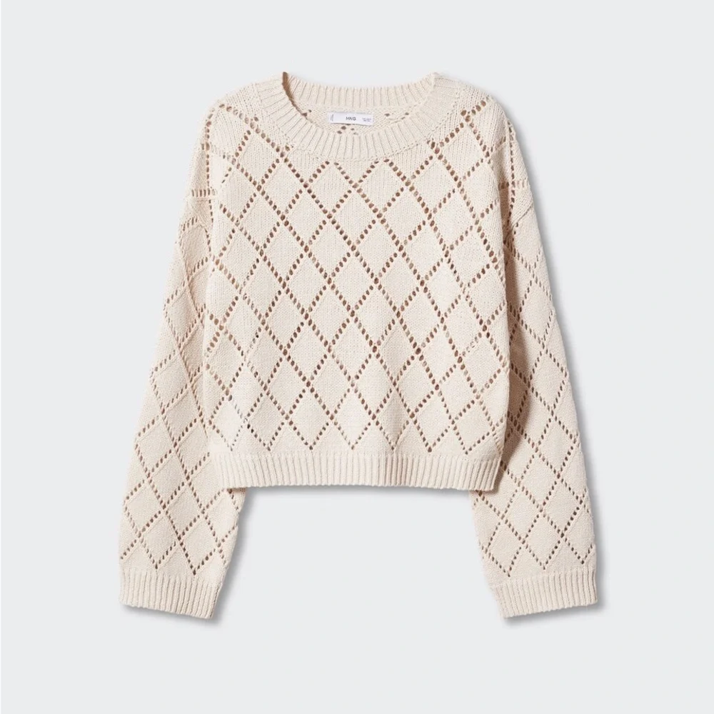 ✨LIKE NEW✨ Mango Aleta Cotton cropped openwork sweater - Picture 1 of 15